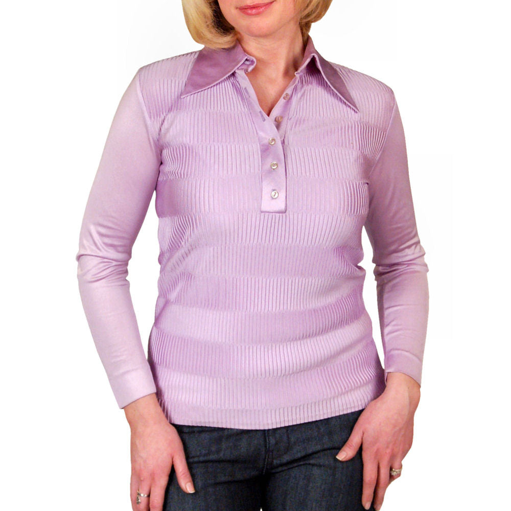 Vintage Kay Silver Knit Top Blouse Lilac Rib Knit Acetate 1970S S-M On Sale,Women's The Best Vintage Clothing