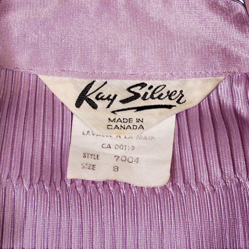 Vintage Kay Silver Knit Top Blouse Lilac Rib Knit Acetate 1970S S-M On Sale,Women's The Best Vintage Clothing