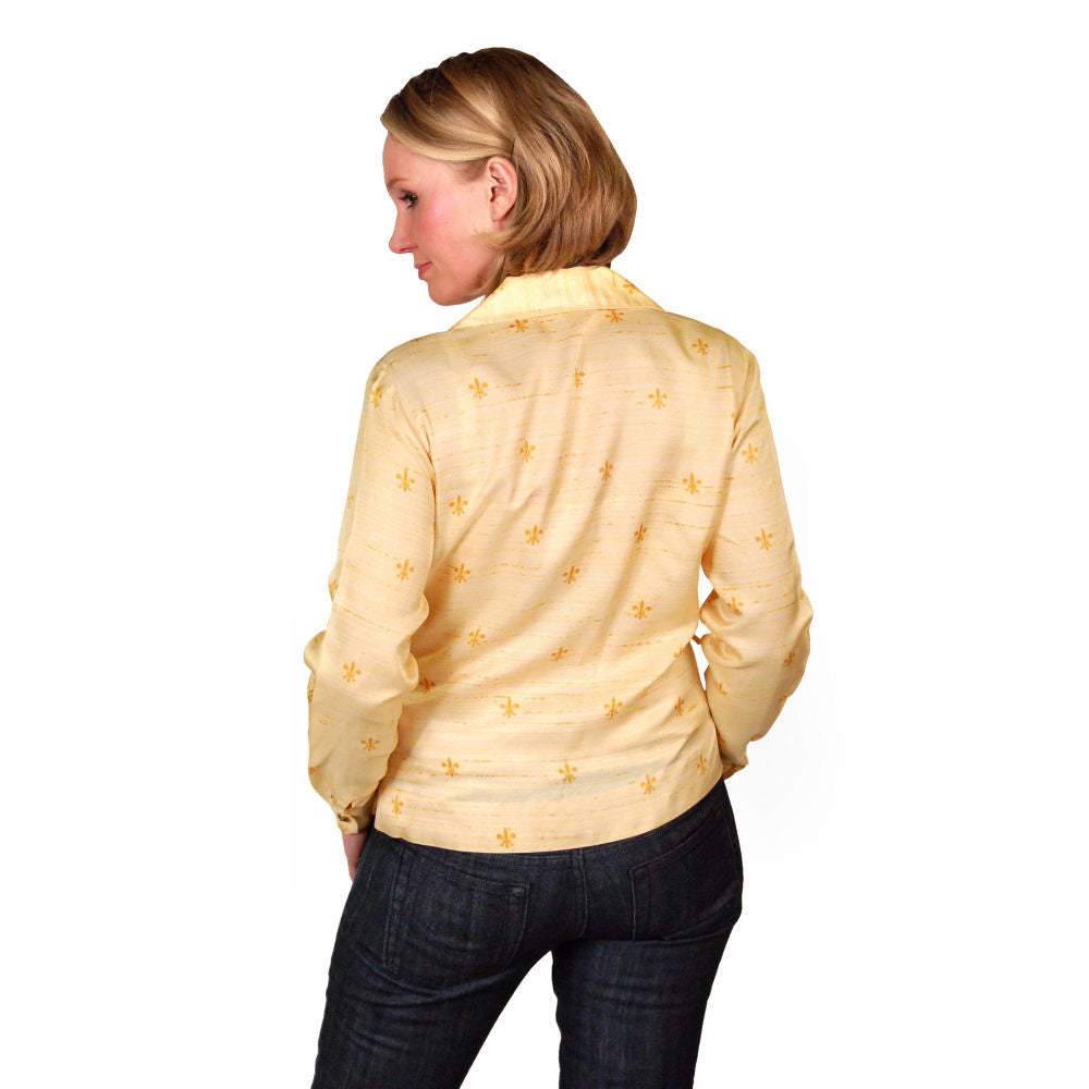 Vintage Blouse Acetate Fleur De Leis Print 1950S 40B Women's The Best Vintage Clothing