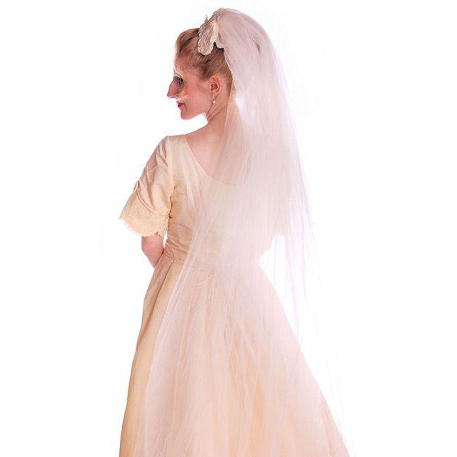 Vintage Wedding Veil Lace Headpiece 1950's 100" Cart2cart The Best Vintage Clothing