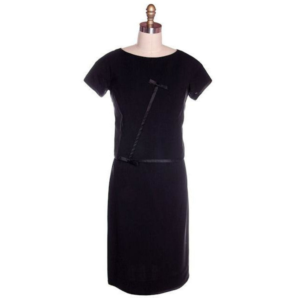Fabulous James Galanos Vintage Designer Black Gab 2 pc Suit Custom Made 1957 Sz 4 Women's Galanos