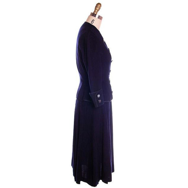 Vintage Navy Gab Suit Double Breasted Blums 1940s Sz 4 36-25-Free Cart2cart The Best Vintage Clothing