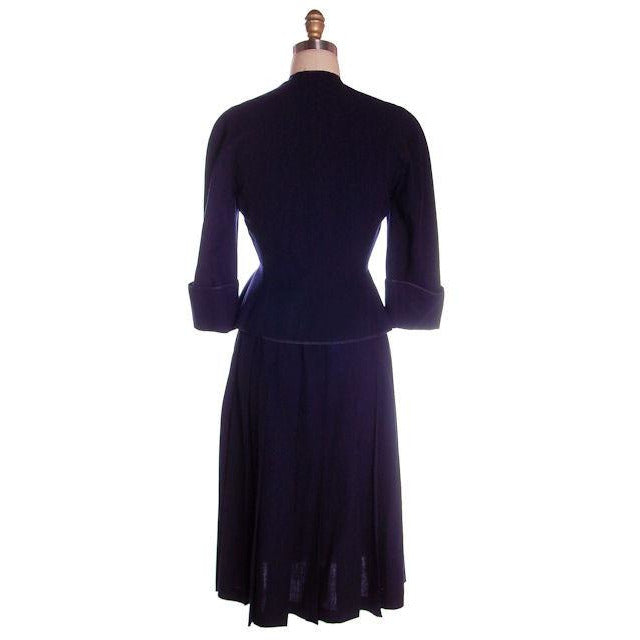 Vintage Navy Gab Suit Double Breasted Blums 1940s Sz 4 36-25-Free Cart2cart The Best Vintage Clothing