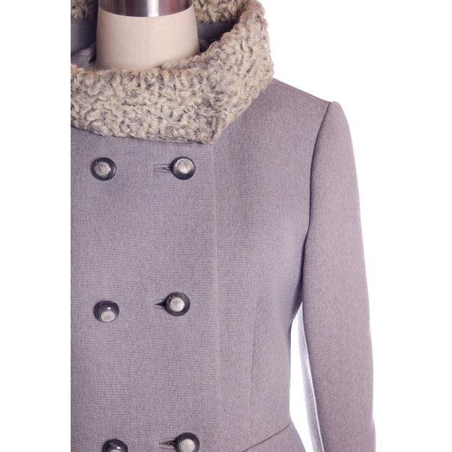 Vintage Gray Suit Silver Persian Lamb Stand Up Collar Late 1950s 39-26-38 Cart2cart The Best Vintage Clothing