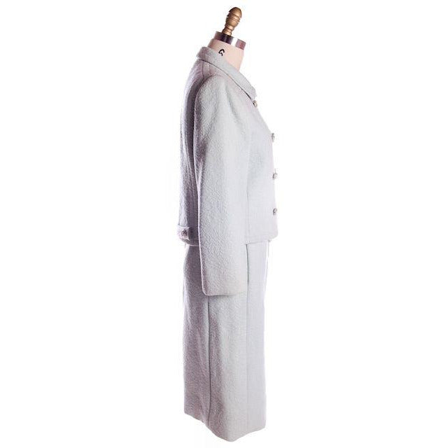 VTG Ben Zuckerman 1960s Suit Textured Wool Pale Aqua Blue Cart2cart Ben Zuckerman