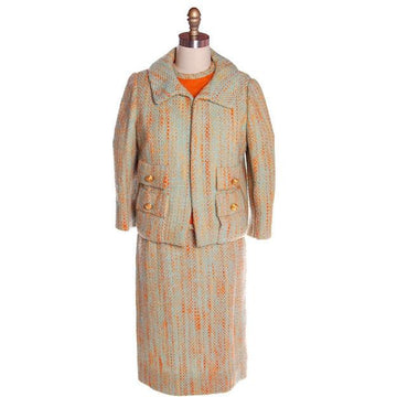 Vintage Orange Aqua Tweed 3 pc Suit Samuel Winston Mollie Abrahamson1960s 38-25-38 - The Best Vintage Clothing
 - 1