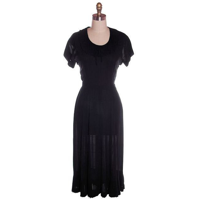 Vintage 2 PC Black Rayon Jacket & Dress w/Pleat Detail 1940s 35-26-38 Cart2cart Junior Guild