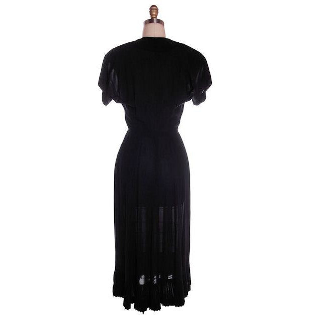 Vintage 2 PC Black Rayon Jacket & Dress w/Pleat Detail 1940s 35-26-38 Cart2cart Junior Guild