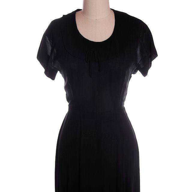 Vintage 2 PC Black Rayon Jacket & Dress w/Pleat Detail 1940s 35-26-38 Cart2cart Junior Guild