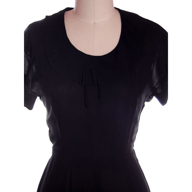 Vintage 2 PC Black Rayon Jacket & Dress w/Pleat Detail 1940s 35-26-38 Cart2cart Junior Guild