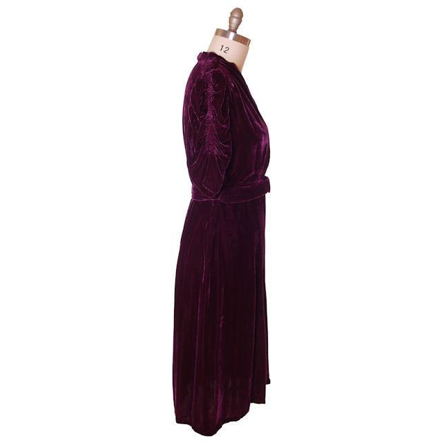 Vintage Dress Eggplant Purple Velvet Early 1940s Magicvel 44-36-42 ...