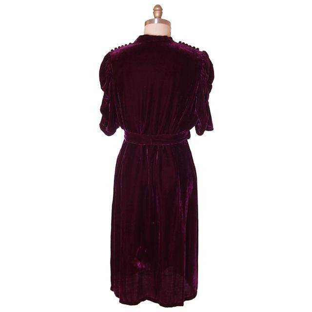 Vintage Dress Eggplant Purple Velvet Early 1940s Magicvel 44-36-42 Women's The Best Vintage Clothing