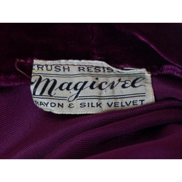 Vintage Dress Eggplant Purple Velvet Early 1940s Magicvel 44-36-42 Women's The Best Vintage Clothing