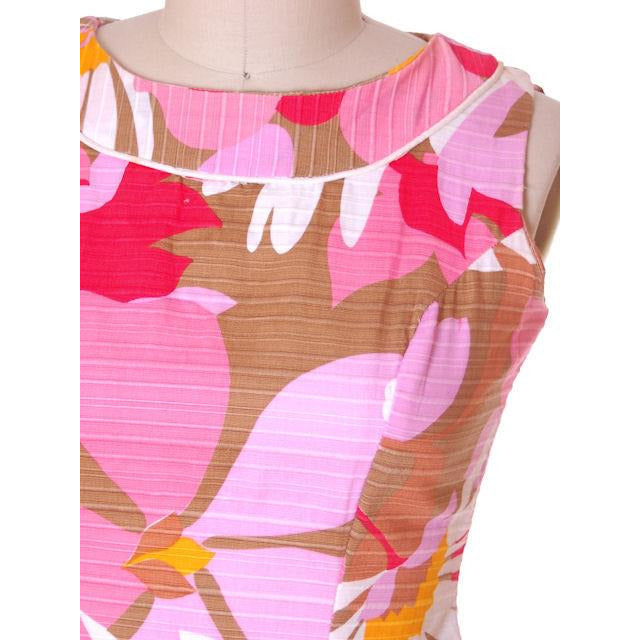 Vintage Cotton Hawaiian Print Sleeveless Dress 1960s 38-33-42 Ceeb of Miami Women's The Best Vintage Clothing
