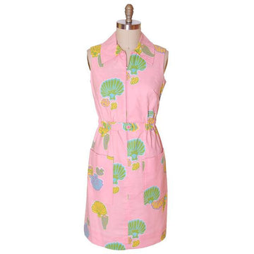 Vintage Pink Swirl Dress Sea Shell Pattern Concept 70s 40-34-43 Women's,On Sale The Best Vintage Clothing