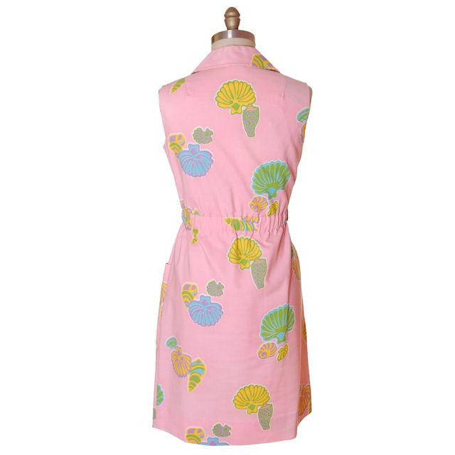 Vintage Pink Swirl Dress Sea Shell Pattern Concept 70s 40-34-43 Women's,On Sale The Best Vintage Clothing