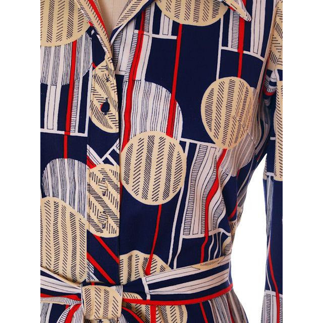Vintage Lanvin Paris Dress Geometric Design 1970s 41-37-41 Women's Lanvin