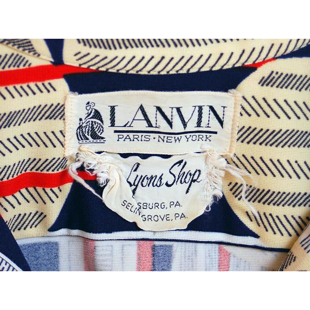 Vintage Lanvin Paris Dress Geometric Design 1970s 41-37-41 Women's Lanvin