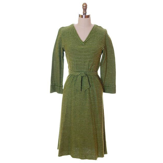 Vintage Green Striped Wool Knit Dress 1940s Sacony 32-25-36 - The Best Vintage Clothing
 - 1
