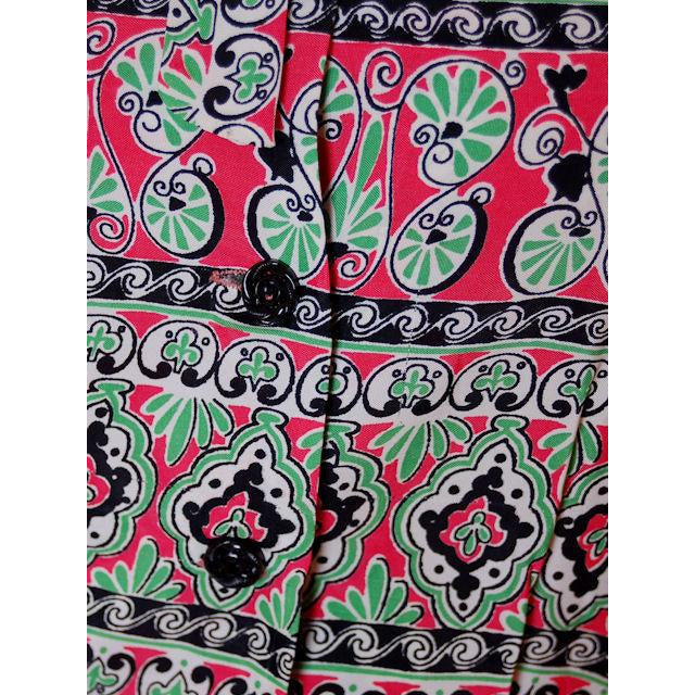 Vintage Rayon Print Dress Red & Green 1940s Smart Set 41-30-45 Women's Smart Set