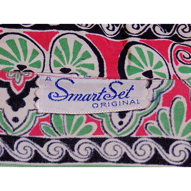 Vintage Rayon Print Dress Red & Green 1940s Smart Set 41-30-45 Women's Smart Set