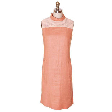 Vintage Linen Sheath Dress Apricot 1960s Andrea Gayle 36-34-37 - The Best Vintage Clothing
 - 1