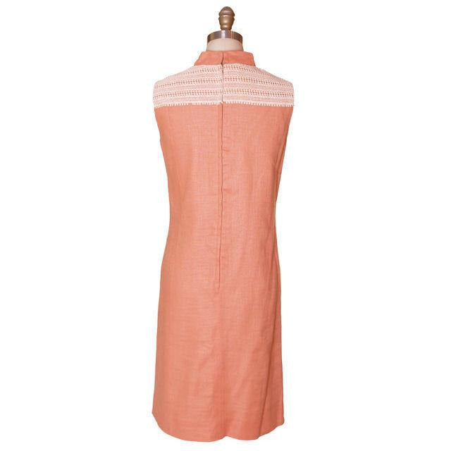 Vintage Linen Sheath Dress Apricot 1960s Andrea Gayle 36-34-37 Women's Andrea Gayle