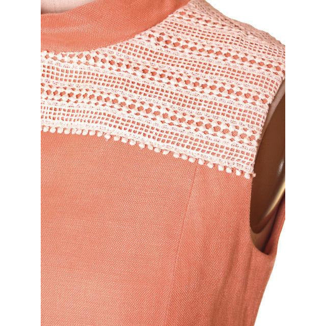 Vintage Linen Sheath Dress Apricot 1960s Andrea Gayle 36-34-37 Women's Andrea Gayle