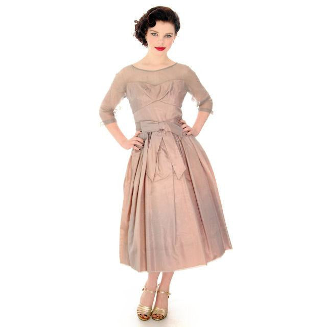 Vintage Party Dress Silk Organza in Mauve 1950s Ferman O'Grady 36-24-Free Women's,New Arrivals Ferman O'Grady