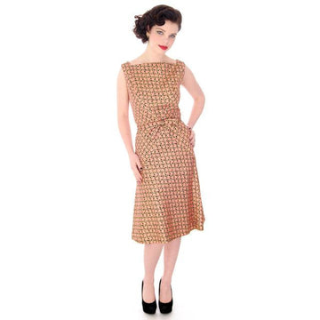 Vintage Adele Simpson Metallic Gold  & Apricot Silk Brocade Cocktail Dress 1950S 38 - The Best Vintage Clothing
 - 1