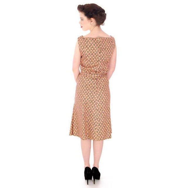 Vintage Adele Simpson Metallic Gold & Apricot Silk Brocade Cocktail Dress 1950S 38 Women's Adele Simpson
