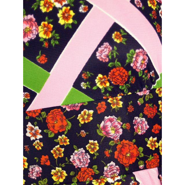 Vintage Pantsuit Polyester Black & Bright Print 1970s S-M Women's,New Arrivals vendor-unknown