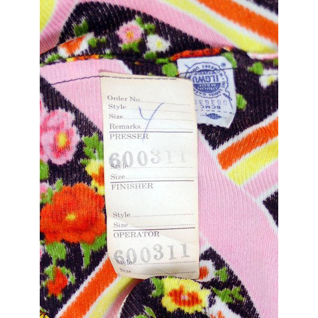 Vintage Pantsuit Polyester Black & Bright Print 1970s S-M Women's,New Arrivals vendor-unknown