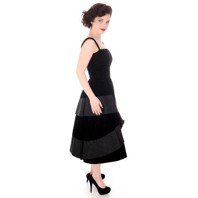 Vintage Black Velvet Gown Suzy Perette Exceptional New Look Late 1940s Women's,New Arrivals Suzy Perette