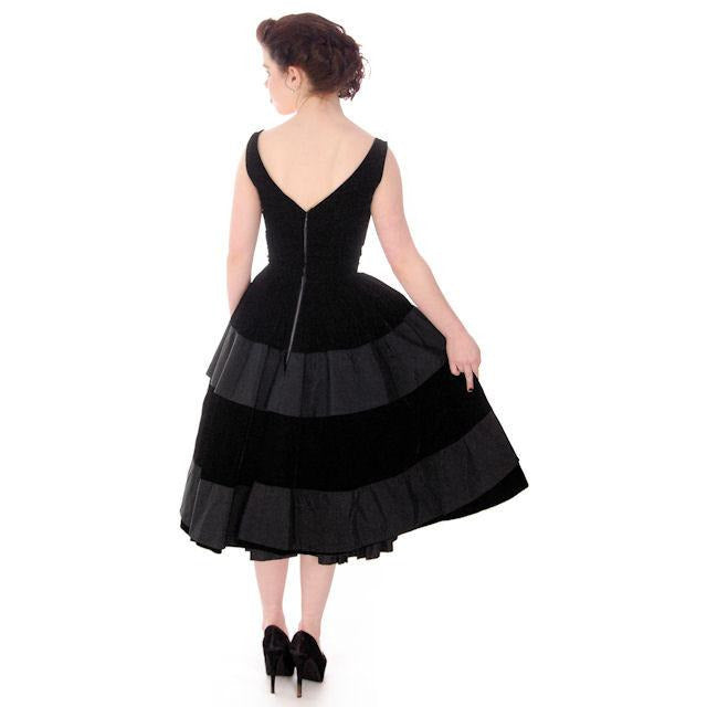 Vintage Black Velvet Gown Suzy Perette Exceptional New Look Late 1940s Women's,New Arrivals Suzy Perette