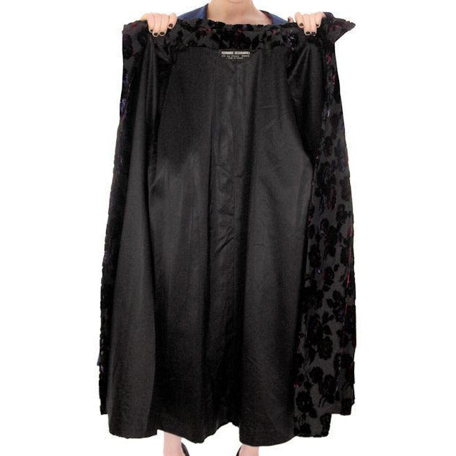 Vintage Fernande Desgranges France Burn-Out Velvet Evening Coat 1950s S-M New Arrivals,Women's Desgranges