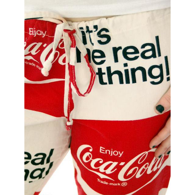 Vintage Pop Art Coca Cola Coke Cotton Pants Bell Bottoms 1970s Max-30" waist Women's,New Arrivals vendor-unknown