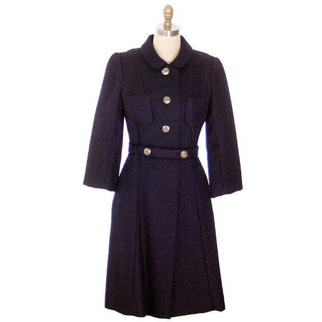 Vintage Navy Wool Boucle Classic Coat 1960s Utah Tailoring Mills - The Best Vintage Clothing
 - 1