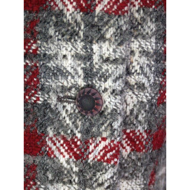 Vintage Ladies Wool Coat Gray & Red Plaid 1970 Classic Style 36 Bust Women's The Best Vintage Clothing