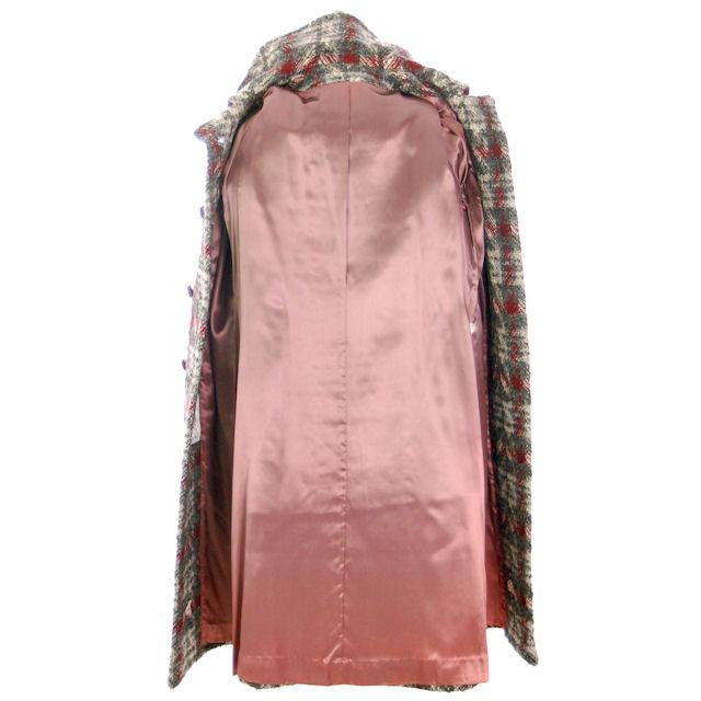 Vintage Ladies Wool Coat Gray & Red Plaid 1970 Classic Style 36 Bust Women's The Best Vintage Clothing