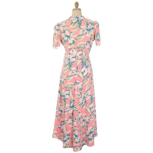 Vintage Pink Hawaiian Hibiscus Flower Robe Seersucker 1940s Women's,New Arrivals The Best Vintage Clothing