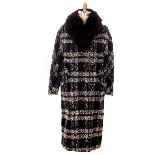 Vintage Black & White Mohair Coat Trimmed W Fur 1950s Medium - The Best Vintage Clothing
 - 1
