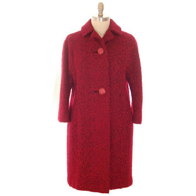 Vintage Red/ Black Mohair Boucle Sack Coat 1950s Medium - The Best Vintage Clothing
 - 1