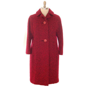 Vintage Red/ Black Mohair Boucle Sack Coat 1950s Medium - The Best Vintage Clothing
 - 1