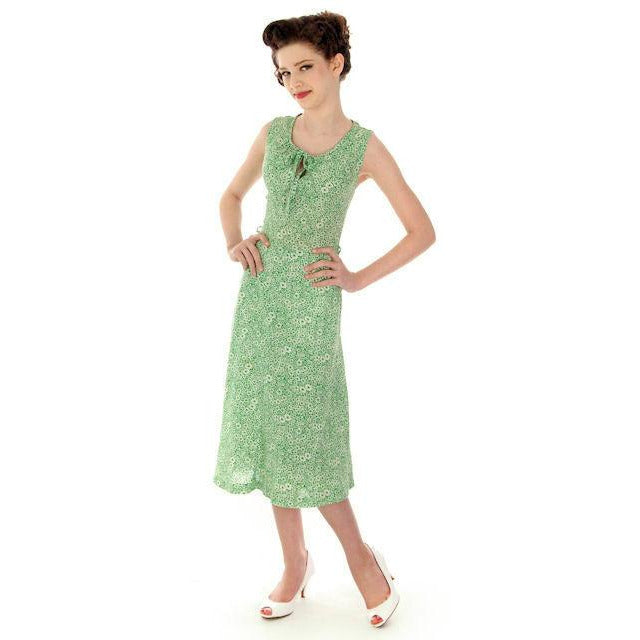 Vintage Green Printed Sun Dress Cotton 1940s Germany 32-24-35 - The Best Vintage Clothing
 - 1