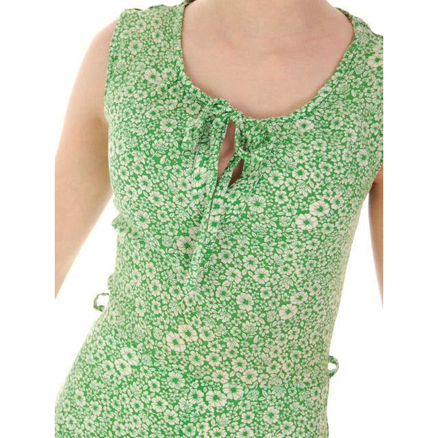 Vintage Green Printed Sun Dress Cotton 1940s Germany 32-24-35 Women's,New Arrivals vendor-unknown