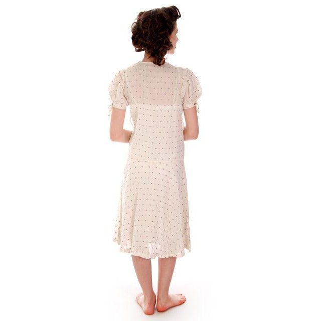 Young Lady's Cotton Printed Day Dress Dropped Waist 1920s 32-30-32 Women's,New Arrivals The Best Vintage Clothing