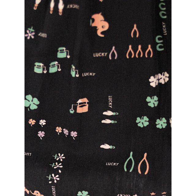 Vintage Pleated Cotton " Lucky" Skirt 1950s Black w/Print Small Women's,New Arrivals The Best Vintage Clothing