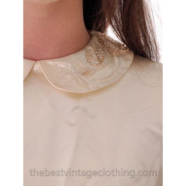 Vintage Wedding Gown 1940s Rayon Satin Long Train Beaded 32-26-free Women's,New Arrivals The Best Vintage Clothing