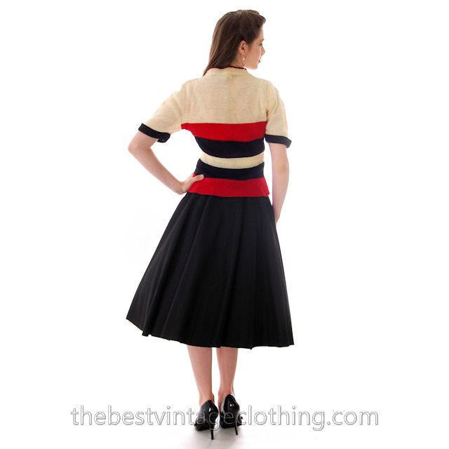 Vintage Circle Skirt Hand Painted Felt 1950s Small Smart Set New Arrivals,Women's Smart Set